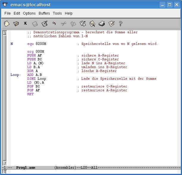 Writing the assembler program.